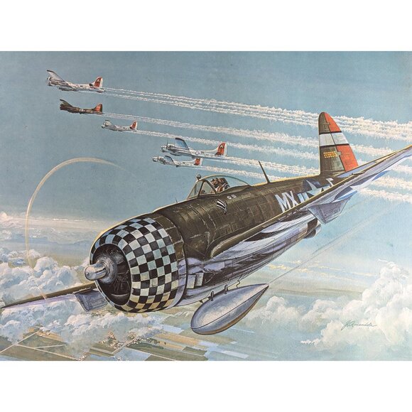 Vintage 16x20" John Amendola Aviation Lithograph Print Republic P-47D - Picture 1 of 10